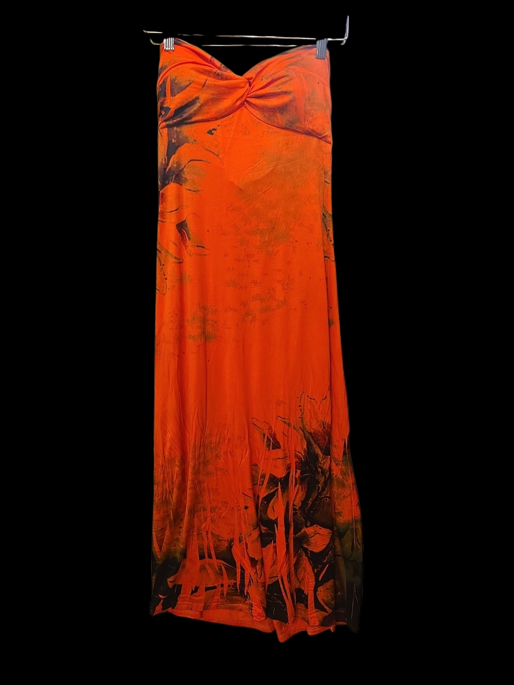 Traci Lynn Orange Knot-Front Dress with Black Accent